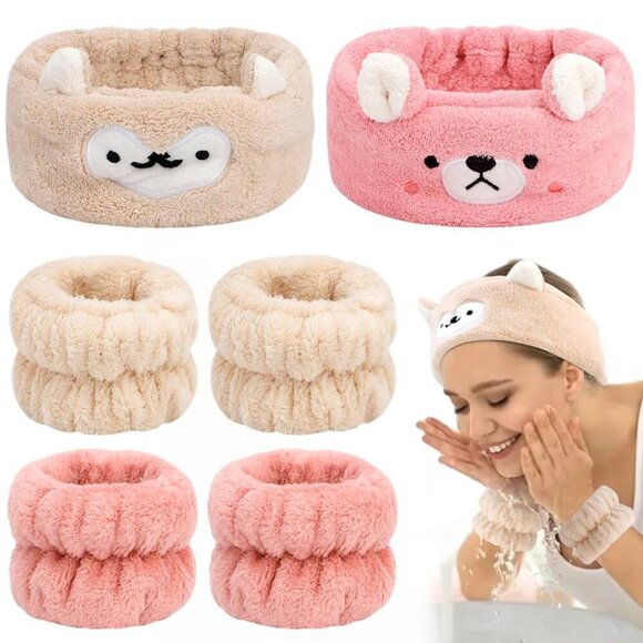 Accessories - Headband and Wristband Set for Face Washing, Cute Makeup Spa Skincare Headbands,